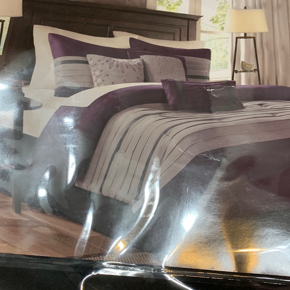 Madison Park Purple and Gray Comforter Set